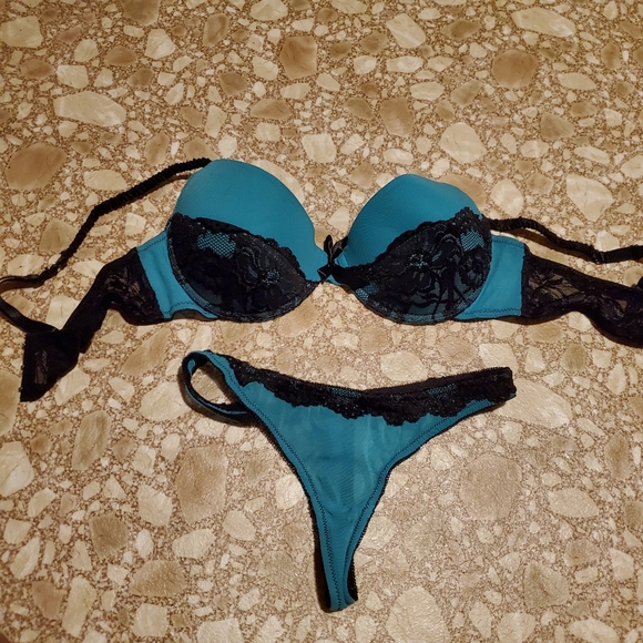 Other - Teal bra and thong panty lingerie set